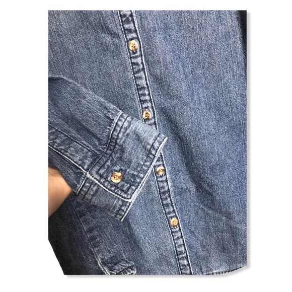 BP | Button Down Denim Long Sleeve Top Jean Shirt - Picture 8 of 11